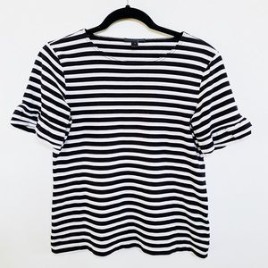 J. Crew Stripped Tee with peplum sleeves